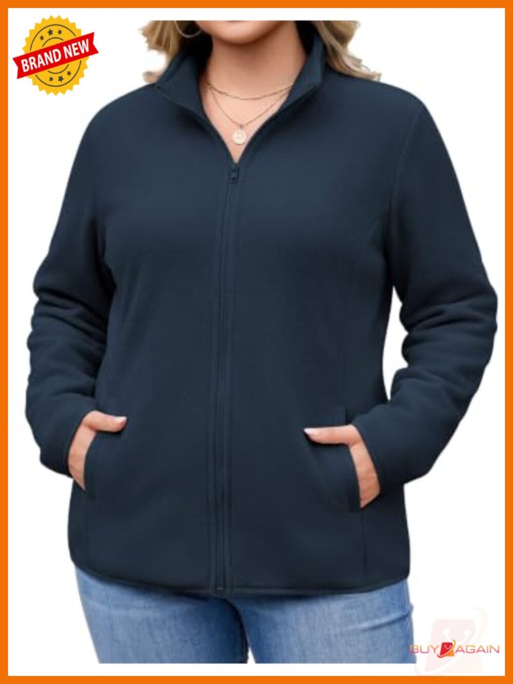 Plus Size Fleece Jacket Lightweight Full Zip Coat